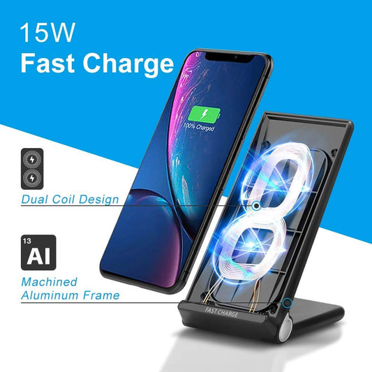 15W FAST WIRELESS CHARGER WITH STAND QUICK CHARGE