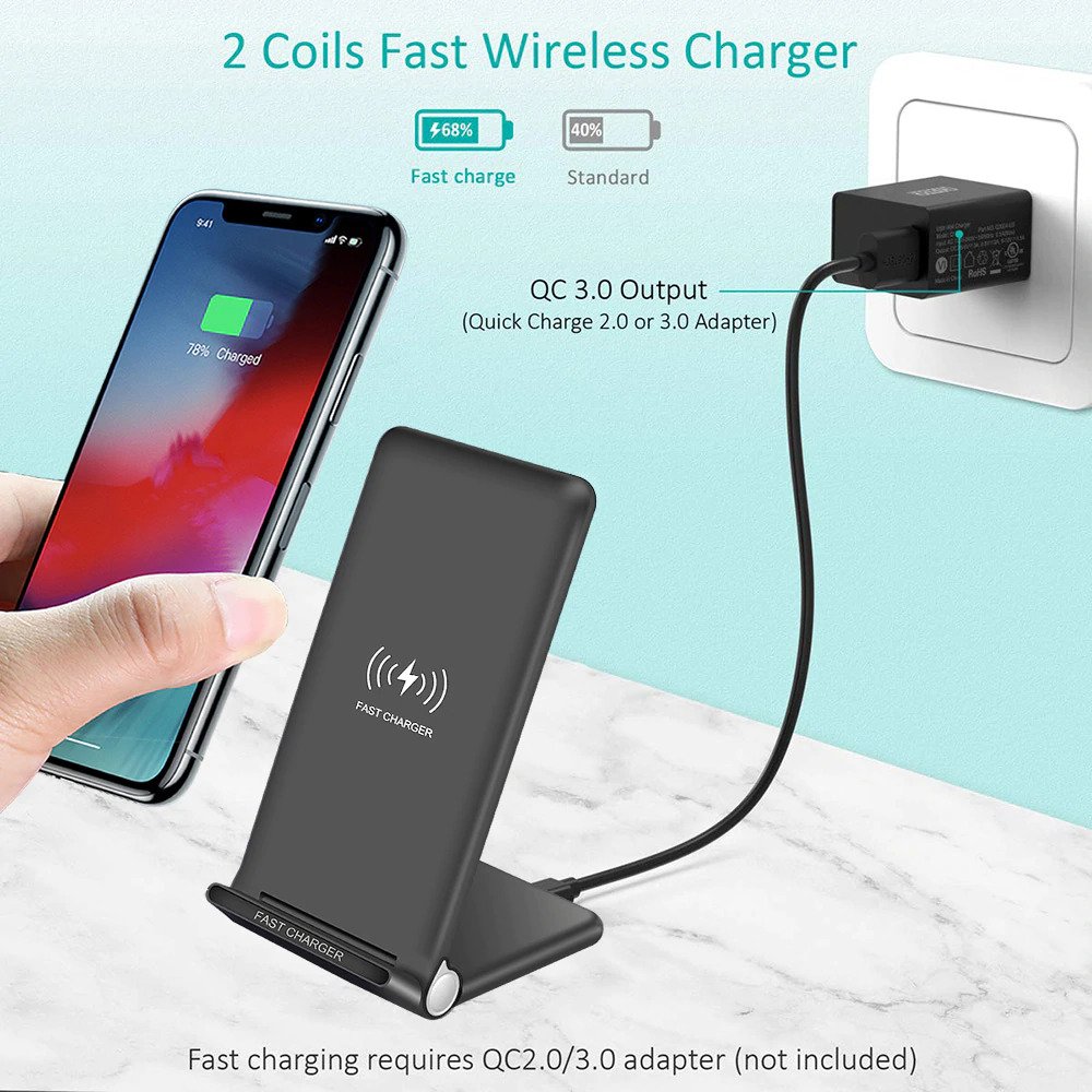 15W FAST WIRELESS CHARGER WITH STAND QUICK CHARGE